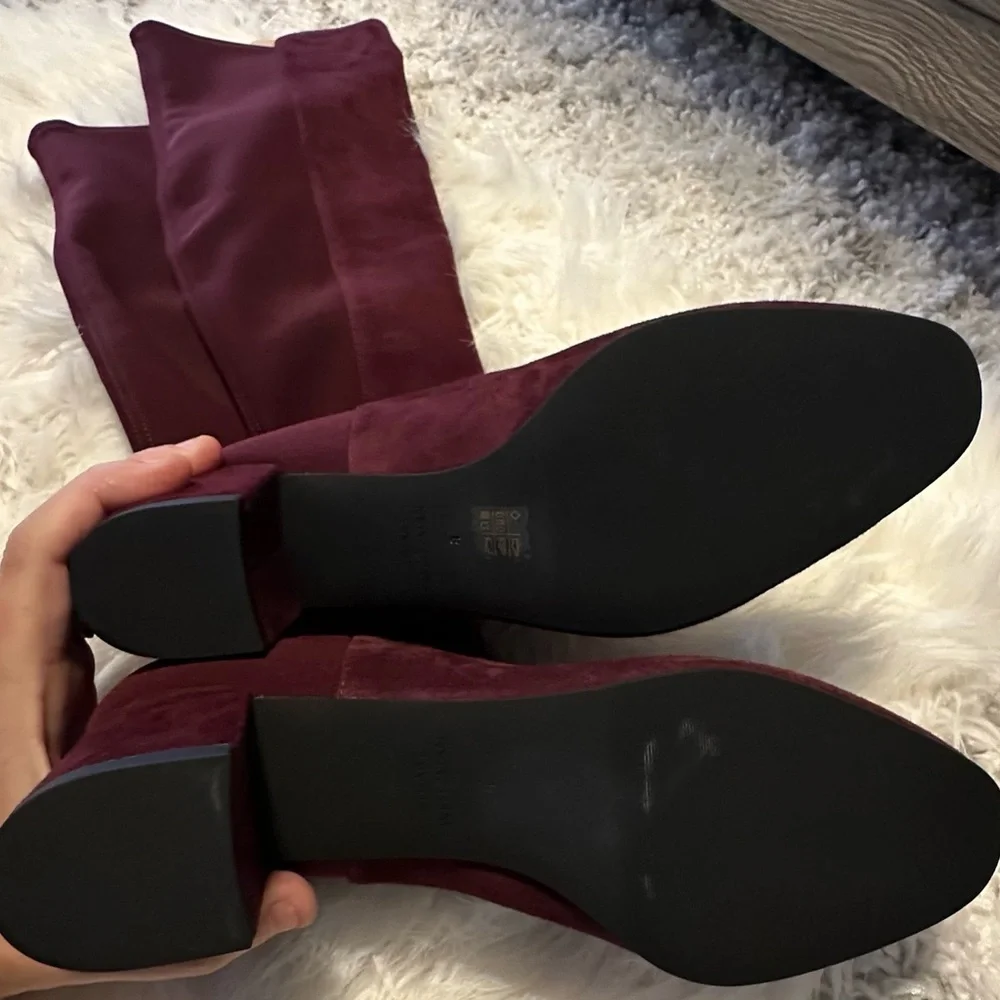 Stuart Weitzman Gillian 60 Over The Knee Boots NWT Burgundy Suede 8